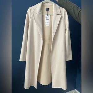 NWT Zara faux suede open coat in cream